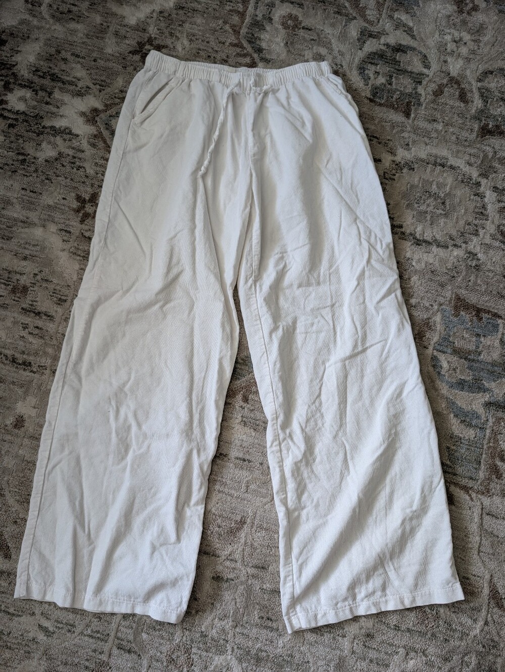 La Hearts White Drawstring Elastic-Waist Pants